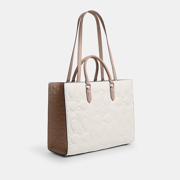 Maggie Tote Bag In Blocked Signature Leather - Picture 1 of 11